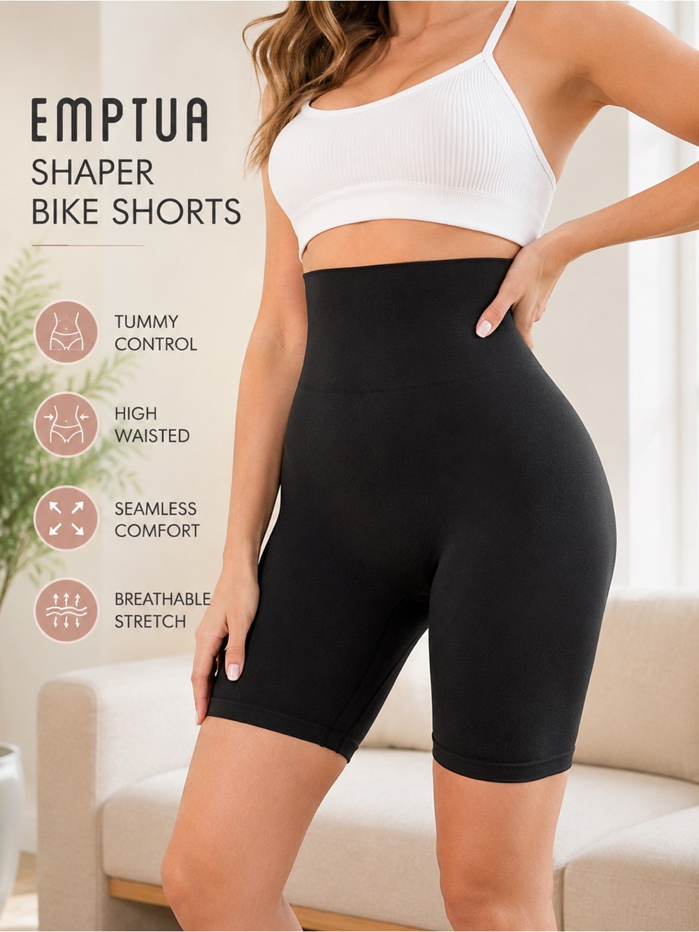 Shaper Mint Empetua XL High-Waisted Shaper Shorts Black Firm & Tummy Control